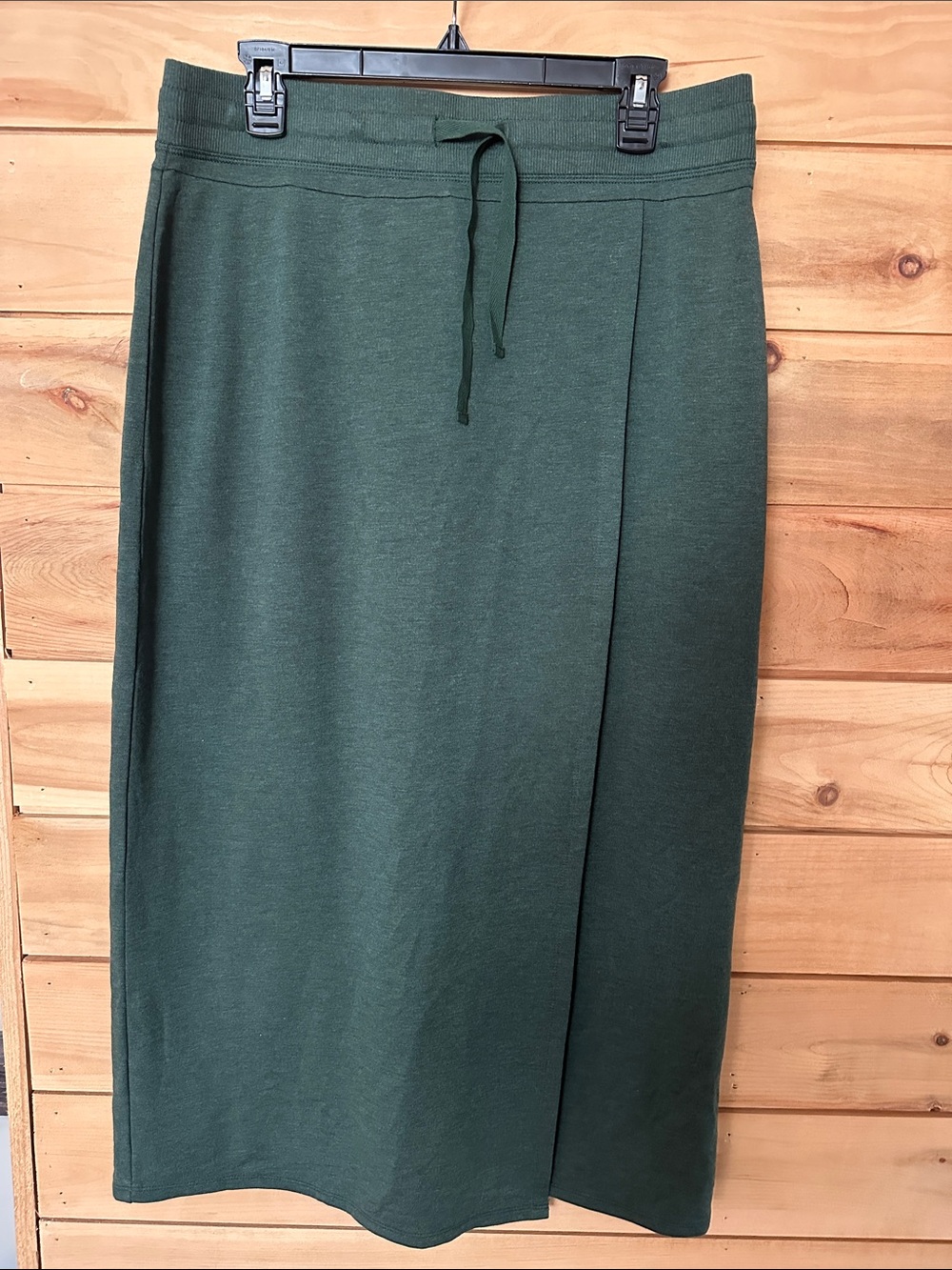 NWT Pure Jill by J Jill Sweatshirt Like Faux Wrap Long Skirt Size Med Hunter Grn